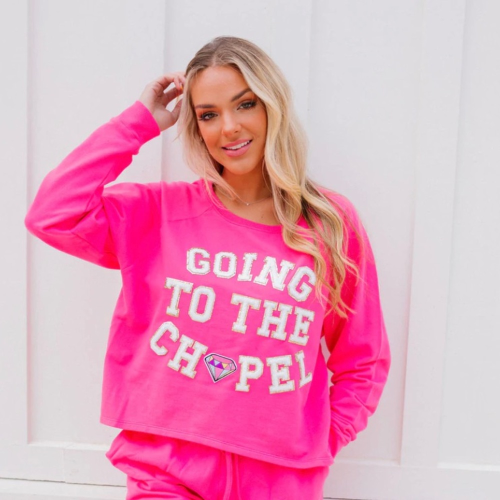 Judith March Going to the Chapel Sweatshirt Pink Size Medium BRIDE - Picture 1 of 3